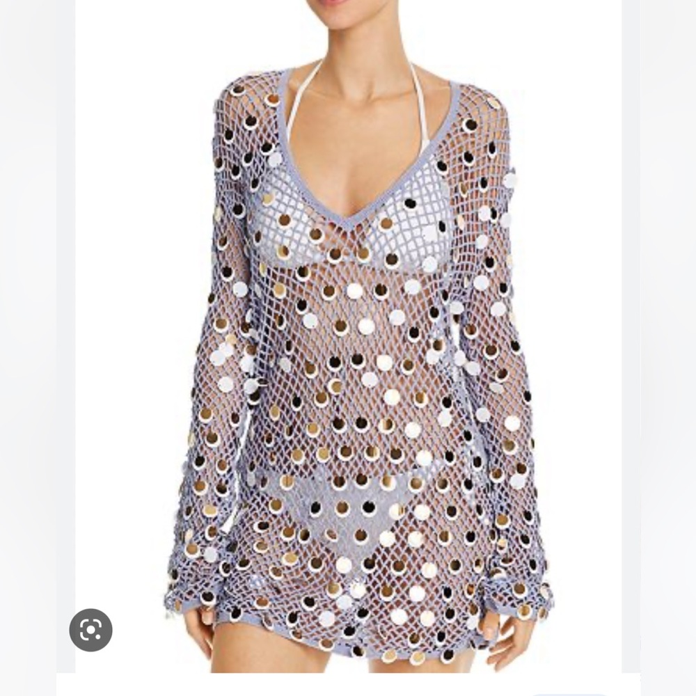 Carolina Constas Gorgeous never worn purple crochet cover up with sequins XS